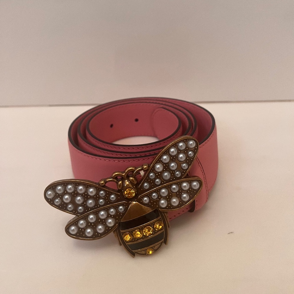 Gucci Queen Margaret Leather Belt in Pink